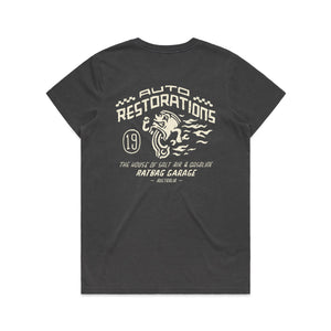 Auto Restorations Faded Black Womens T-shirt