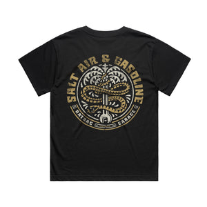 Serpent Re-Imagined Womens Black Loose Vintage Cotton Graphic T-Shirt