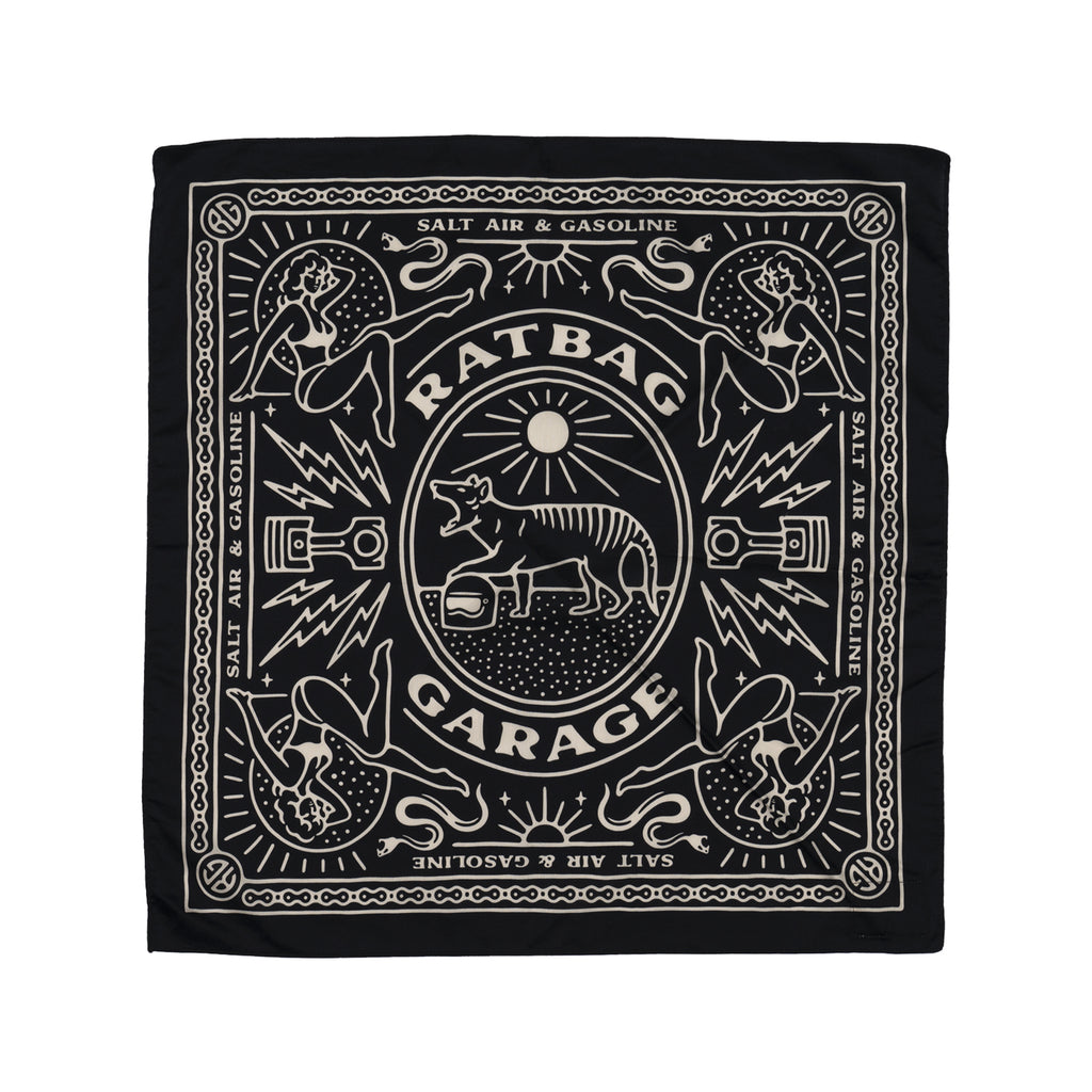 Thylacine Moto 55cm x 55cm Cotton Bandana – Ratbag Garage Australia