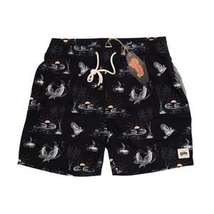 Cockatoos & Palms Black Recycled 17" Boardshorts