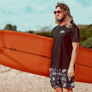 Cockatoos & Palms Black Recycled 17" Boardshorts