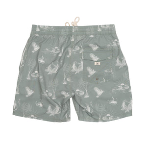 Cockatoos & Palms Sage Recycled 17" Boardshorts