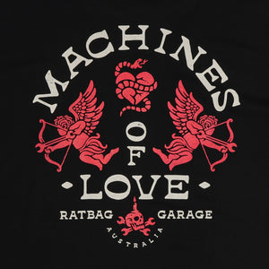 Machines Of Love Womens Black Vintage Cotton Graphic T-Shirt